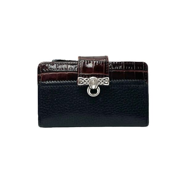 Brighton Handbags - Brighton Vintage Small Embossed Leather Wallet (Black)